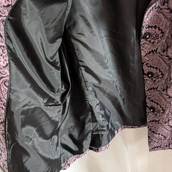 Liz Claiborne Purple Paisley Jacquard Blazer Snap Buttons Size Large Vintage - Picture 13 of 15
